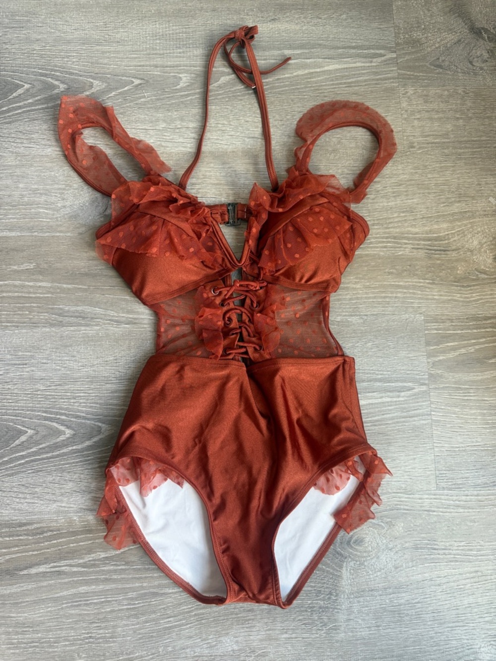 ZIMMERMANN CORSAIR CORSET RUFFLE One-Piece Swimsuit vintage rose Large - Picture 3 of 10